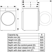 Hisense DH3S802BW3 szárítógép 8kg