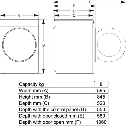 Hisense DH3S802BW3 szárítógép 8kg