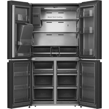 Hisense RQ760N4SBFE Hi7 szabadonálló négyajtós hűtőszekrény, fekete, 584 l
