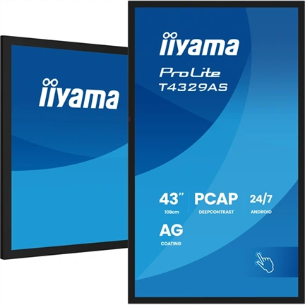 Iiyama ProLite T4329AS-B1AG interaktív PCAP érintőkijelző 43" UHD VA, Android 14