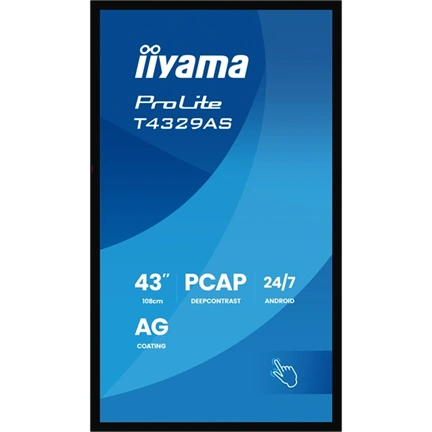 Iiyama ProLite T4329AS-B1AG interaktív PCAP érintőkijelző 43" UHD VA, Android 14