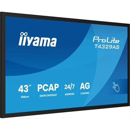 Iiyama ProLite T4329AS-B1AG interaktív PCAP érintőkijelző 43" UHD VA, Android 14