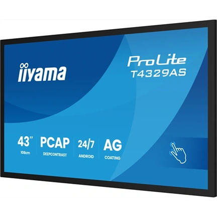 Iiyama ProLite T4329AS-B1AG interaktív PCAP érintőkijelző 43" UHD VA, Android 14