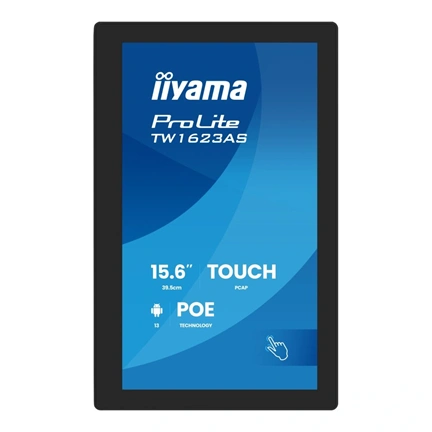 Iiyama ProLite TW1623AS-B3P érintőkijelző 15,6" FHD IPS, Android, PoE, webkamera