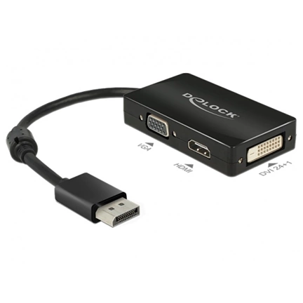 KELLÉK DELOCK Displayport 1.1 male to VGA/HDMI/DVI female passzív (62656)