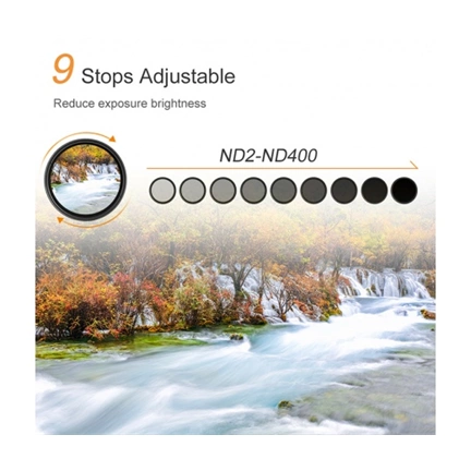 K&F Concept Slim vario ND 2-400 változtatható szürkeszűrő, 49 mm