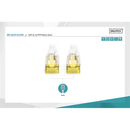 Kábel DIGITUS Professional CAT6A S/FTP patch 3m szürke