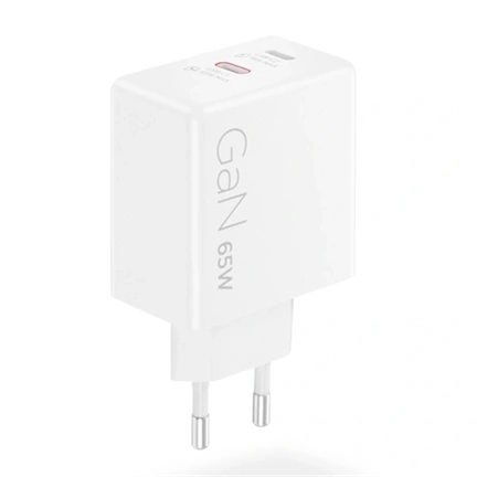 Lenovo Dual USB-C 65W GaN Charger, White