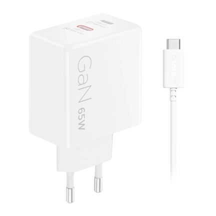 Lenovo Dual USB-C 65W GaN Charger, White