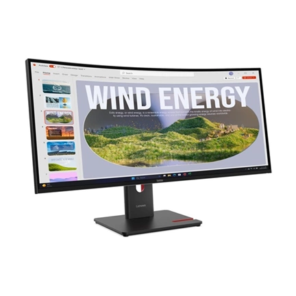 Lenovo ThinkVision T34WD-40 monitor 34" WQHD VA 120Hz, ívelt 1500R, állítható magasságú, elfordítható állvány