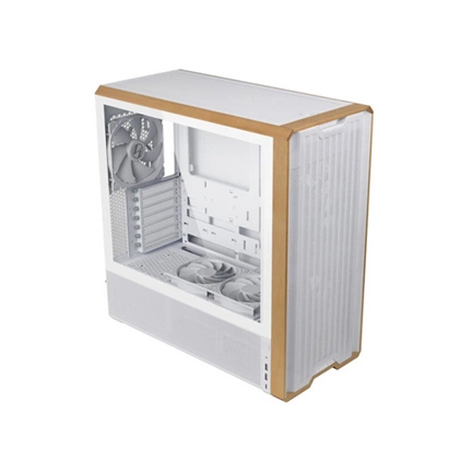 Lian Li Lancool 217 számítógépház - E-ATX/EEB, edzett üveg, fa, 5db ventilátor, fehér