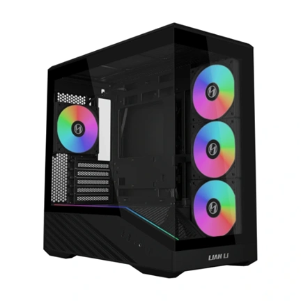 Lian Li Vector V100R Mini számítógépház - Micro-ATX, edzett üveg, 4db ARGB PWM ventilátor, fekete