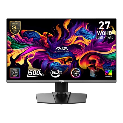MSI Monitor GAMING MAG 272QP QD-OLED X50 26,5" WQHD 2560x1440, 500Hz, 150000:1 CR, 250cd/m2, 0,03ms, 2x HDMI, DP, USB-C MSI Monitor GAMING MAG 272QP QD-OLED X50 26,5" WQHD 2560x1440, 500Hz, 150000:1 CR, 250cd/m2, 0,03ms, 2x HDMI, DP, USB-C