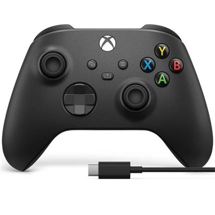 Microsoft Xbox fekete vezeték nélküli kontroller + USB-C kábel