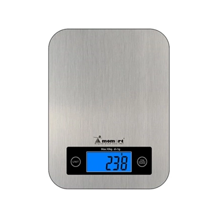 Momert 6858 digitális konyhamérleg, rozsdamentes felület, kapacitás: 10 kg, osztás:1g, Precíziós mérésirendszer