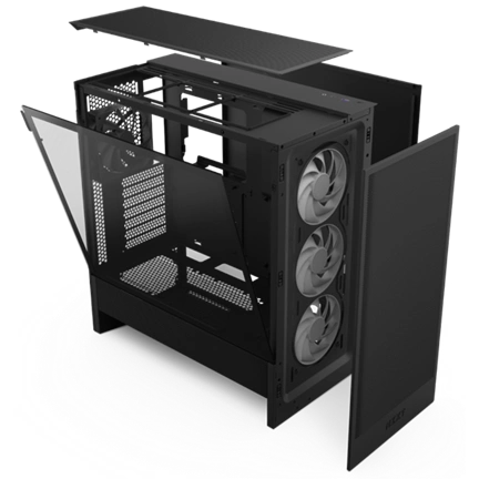 NZXT H5 Flow RGB (2024) számítógépház, fekete