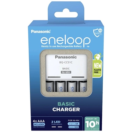 PANASONIC Eneloop Basic töltő + 4db 800mAh AAA elem