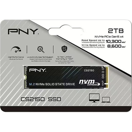 PNY CS2150 SSD M.2 NVMe PCIe Gen5 x4 R10300/W8600MB/s 2TB