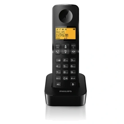 Philips D160 vezeték nélküli telefon - kihangosítható kézibeszélő, 1,6"-es kijelző, fekete