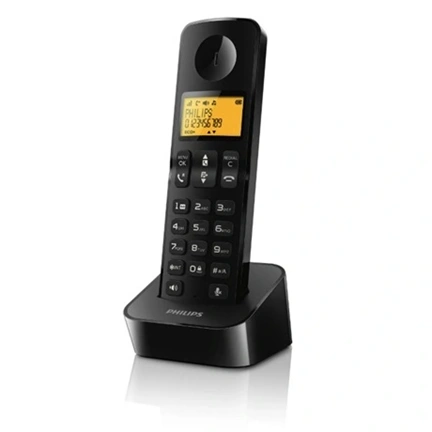 Philips D160 vezeték nélküli telefon - kihangosítható kézibeszélő, 1,6"-es kijelző, fekete