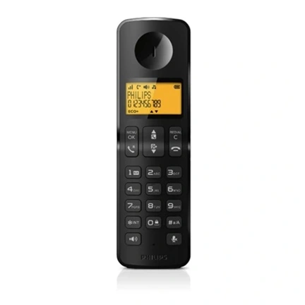 Philips D160 vezeték nélküli telefon - kihangosítható kézibeszélő, 1,6"-es kijelző, fekete