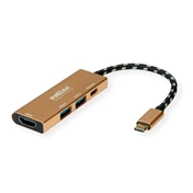 ROLINE Dokkoló Type-C - 4K HDMI, 2x USB 3.2, 1x Type-C power delivery, GOLD