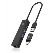 Raidsonic Icy Box IB-HUB1439-LAN USB hub - 4 port, USB Gen 1 2x Type-A, 1x Type-C, 1x GbE LAN RJ-45