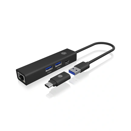 Raidsonic Icy Box IB-HUB1439-LAN USB hub - 4 port, USB Gen 1 2x Type-A, 1x Type-C, 1x GbE LAN RJ-45