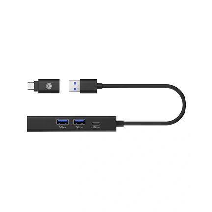 Raidsonic Icy Box IB-HUB1439-LAN USB hub - 4 port, USB Gen 1 2x Type-A, 1x Type-C, 1x GbE LAN RJ-45