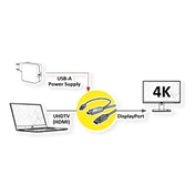 Roline HDMI kábel DisplayPort 1.2 kijelzőhöz - 4K UHD 60Hz, fekete, 2 m