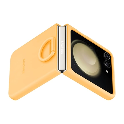 SAMSUNG Galaxy Z Flip5 szilikontok gyűrűvel - sárg