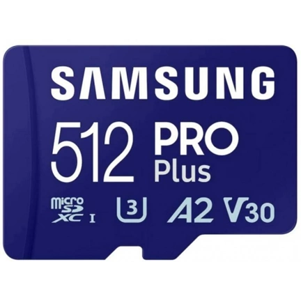 SAMSUNG PRO Plus microSDXC 180/130MB/s UHS-I U3 A2 V30 512GB + kártyaolvasó