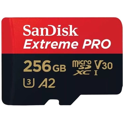 SANDISK Extreme Pro microSDXC 200/140MB/s A2 C10 V30 UHS-I U3 256GB + adapter (214505)