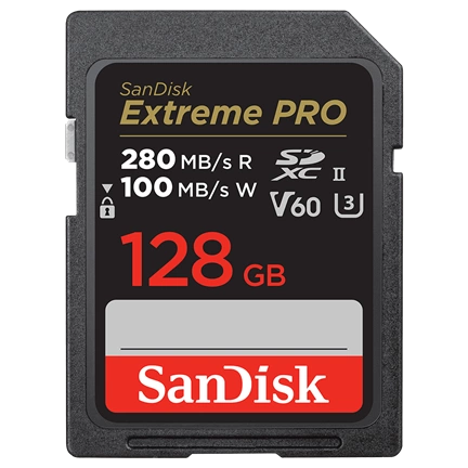 SANDISK SDXC EXTREME PRO KÁRTYA 128GB, 280/100 MB/s, UHS-II, V60,C10 (215492)