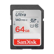 SANDISK SDXC ULTRA KÁRTYA 64GB, 140MB/s CL10 UHS-I (215415)