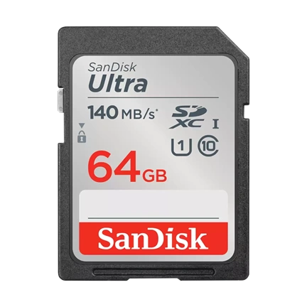 SANDISK SDXC ULTRA KÁRTYA 64GB, 140MB/s CL10 UHS-I (215415)