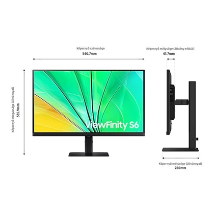Samsung 24" ViewFinity S6 S60D monitor - QHD, 100Hz, állítható magasságú, forgatható, elfordítható, dönthető állvány