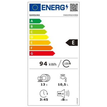 Samsung DW60M6040BB/EO beépíthető mosogatógép kevesebb zajjal, 13 terítékes