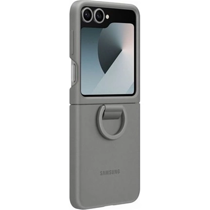 Samsung Galaxy Z Flip6 szilikontok gyűrűvel - szürke