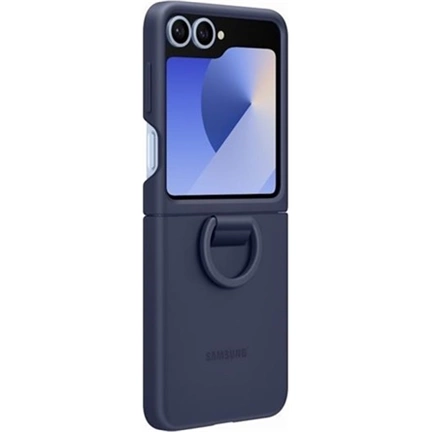 Samsung Galaxy Z Flip6 szilikontok gyűrűvel - tengerészkék