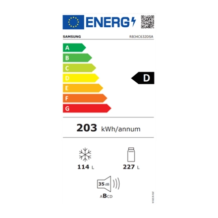 Samsung RB34C632DSA/EF alulfagyasztós hűtőszekrény Wi-fi-vel 341 L, fémes grafit