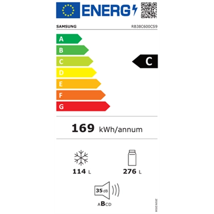 Samsung RB38C600CS9/EF alulfagyasztós hűtőszekrény SmartThings AI energia funkcióval 390 L, inox