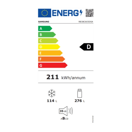 Samsung RB38C603DSA/EF alulfagyasztós hűtőszekrény beépített Wi-fi-vel 390 L, fémes grafit