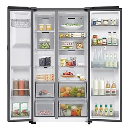 Samsung RS90F66BETEO Side-by-Side hűtőszekrény Family Hubbal 614 L, matt metál