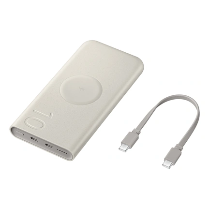 Samsung U2510 külső akkumulátor 25W, vezeték nélküli, 10.000mAh, bézs