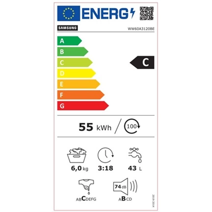 Samsung WW60A3120BE/LE mosógép higiénikus gőz technológiával 6 kg