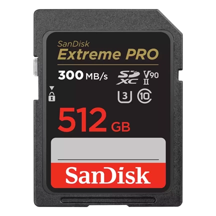SanDisk Extreme Pro  SDXC™ memóriakártya 300 MB/s olvasás UHS-II, U3, V90 512GB