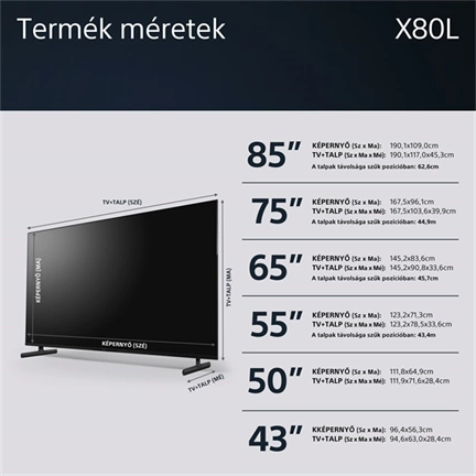 Sony KD-55X80L televízió - 55", 4K UHD, HDR, Google TV