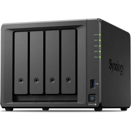 Synology DiskStation DS425+ NAS - 4 lemezes, 2db M.2, 1GbE+2,5GbE port, 2GB RAM