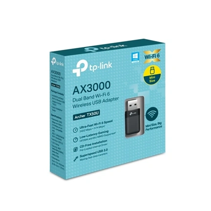 TP-Link Archer TX50U AX3000 kétsávos, vezeték nélküli USB adapter